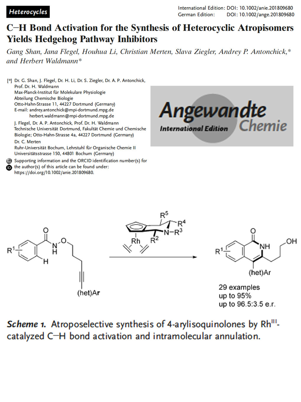 <span>C-H Bond Activation for the Synthesis of Heterocyclic Atropisomers Yields Hedgehog Pathway Inhibitors</span>