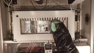 <p>Sample preparation for Cryo-EM applications in glove box (CERES Clean Station) developed at the MPI. Glove box with cryo preparation station prevents ice contamination due to infinitesimal humidity.</p>